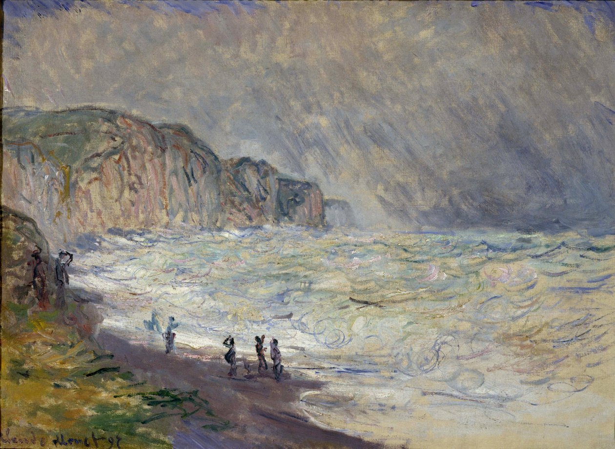 Røft hav ved Pourville - Maleri av Claude Monet (1840-1926), olje på lerret av Claude Monet