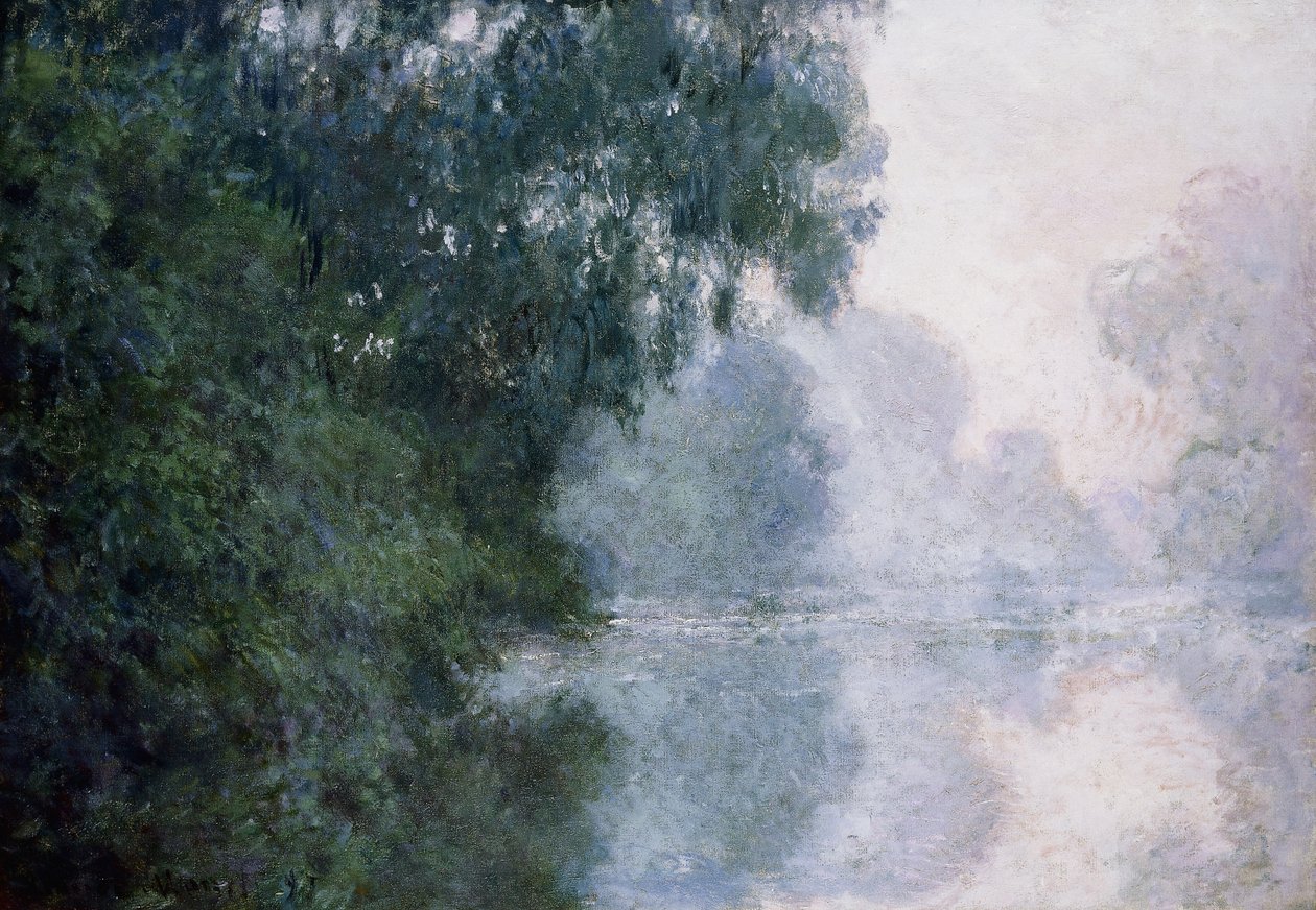 Morgen på Seinen, Effekten av tåke; Morning on the Seine, Effect of Mist, 1897 av Claude Monet