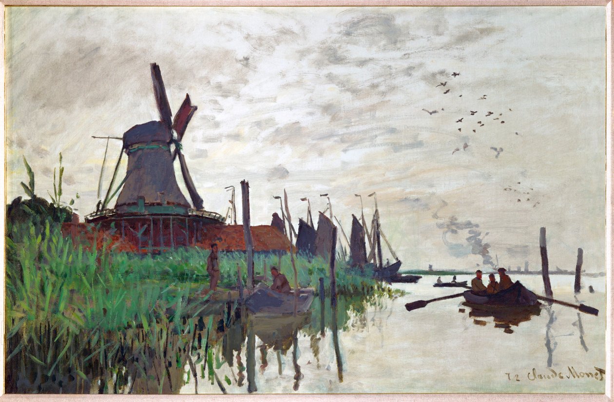 Moulin a Zaandam (olje på lerret) av Claude Monet