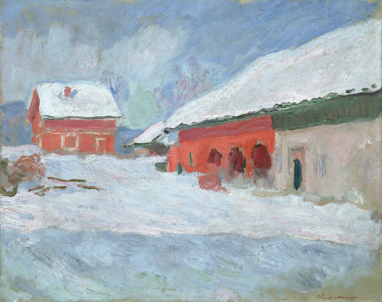 Norge, Røde hus på Bjørnegaard, 1895 av Claude Monet