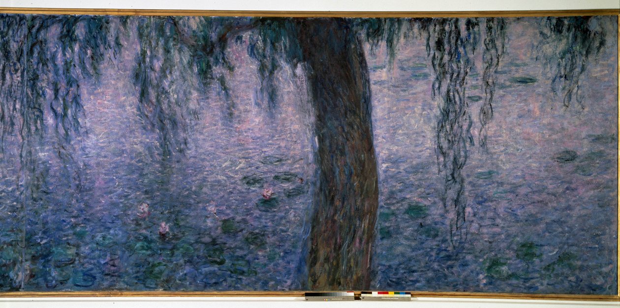 Nympheas, lys morgen med Triptych willows høyre del. Maleri av Claude Monet (1840-1926) 1914-1926 Dim. 2 x 4,25 m. Paris. Orangerie museum av Claude Monet