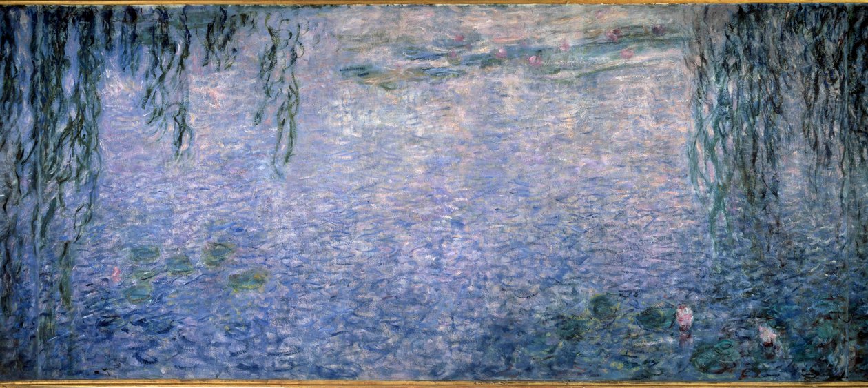 Nympheas, klar morgen med piler Triptych sentrale del. Maleri av Claude Monet (1840-1926) 1914-1926 Dim. 2 x 4,25 m. Paris. Orangerie museum av Claude Monet