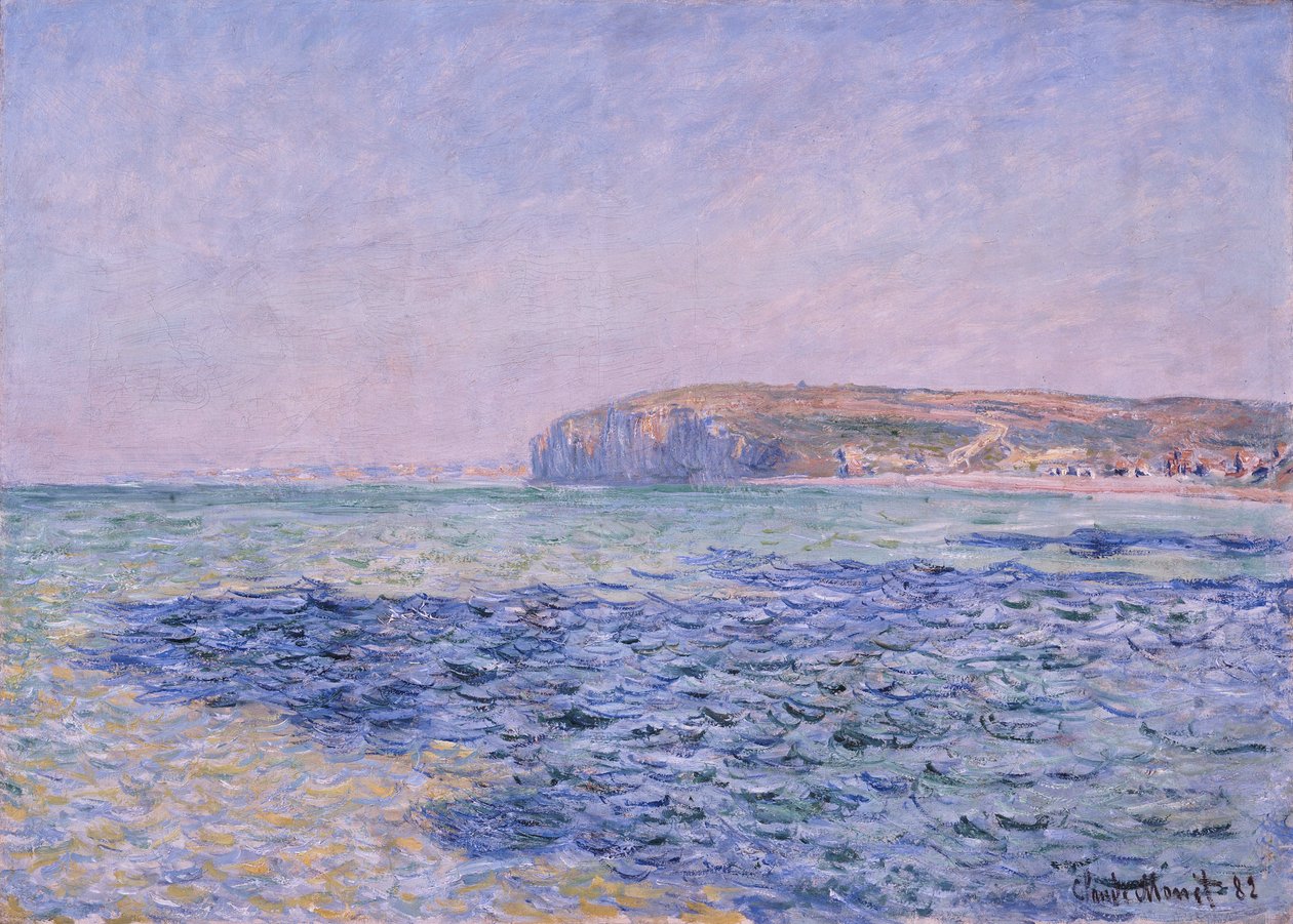 Shadows on the Sea, Cliffs at Pourville (Dieppe, Seine Maritime, Frankrike) (Shadows on the Sea - The Cliffs at Pourville) - Maleri av Claude Monet (1840-1926), olje på lerret, 57x80 cm av Claude Monet