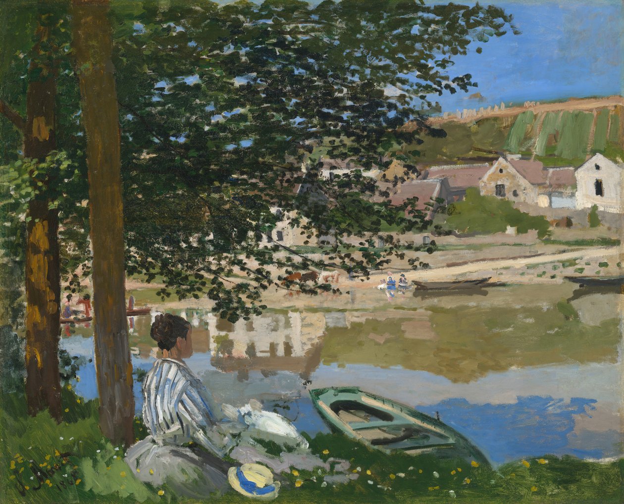 På Bank of the Seine, Bennecourt, 1868. av Claude Monet