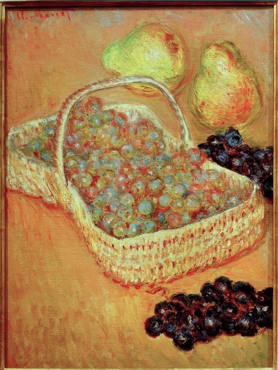 Panier de Raisins et Poires (kurv med druer og pære av Claude Monet