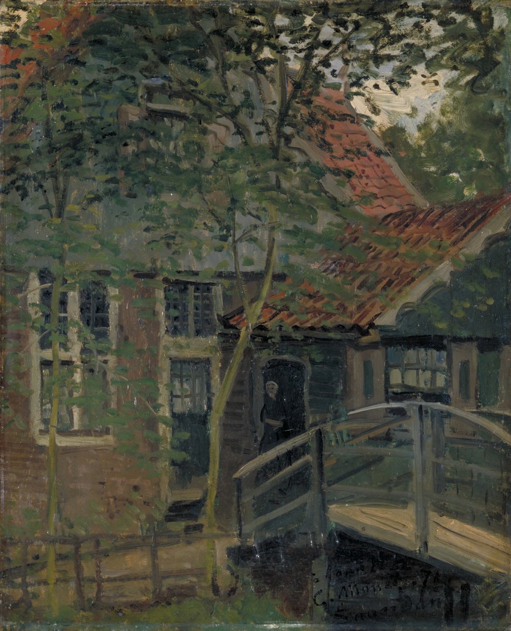 Passerelle à Zaandam gangbro ved Zaandam, 1871. av Claude Monet