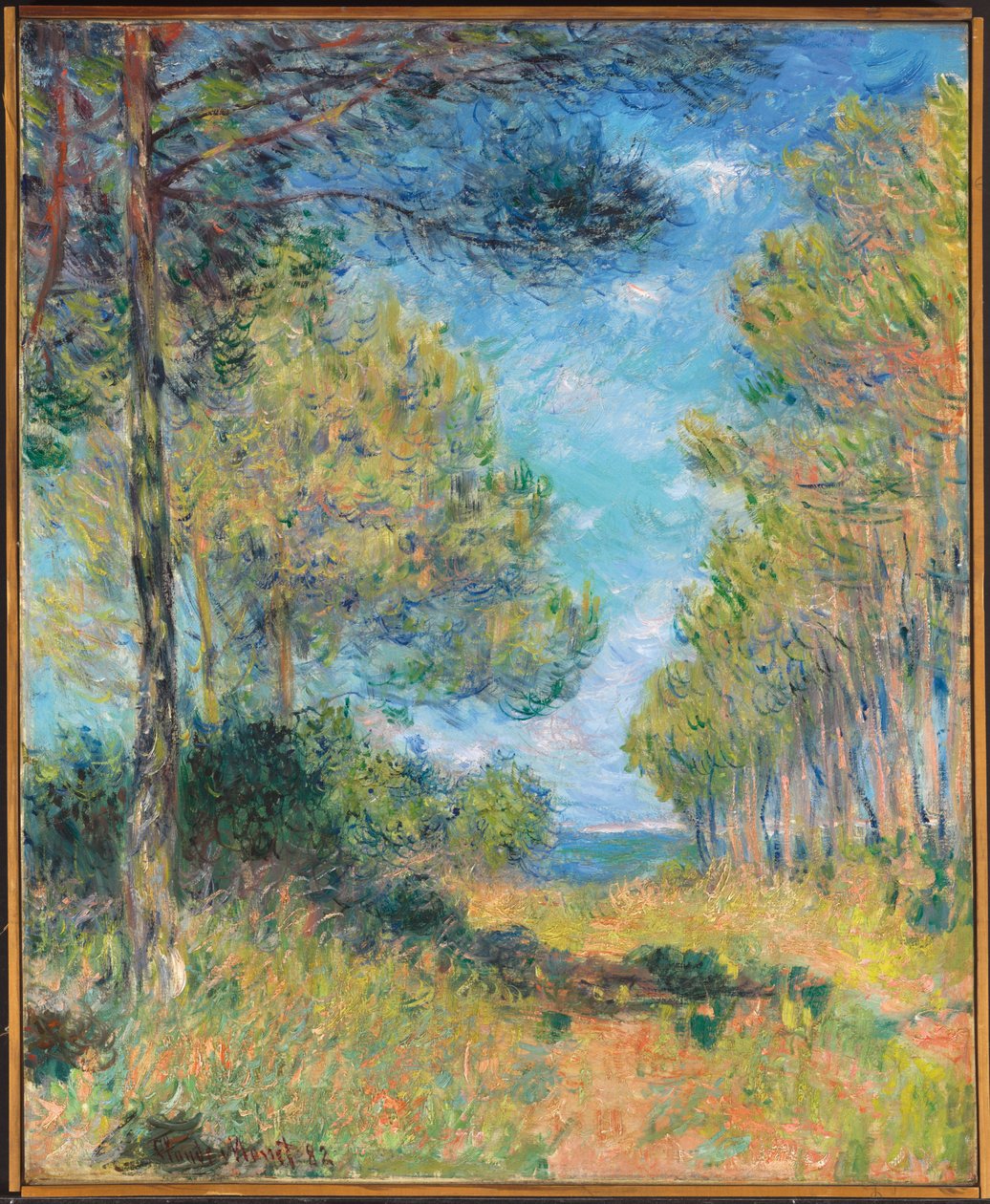 Pine Tree Path ved Varengeville; Allee de sapins Varengeville, 1882 av Claude Monet