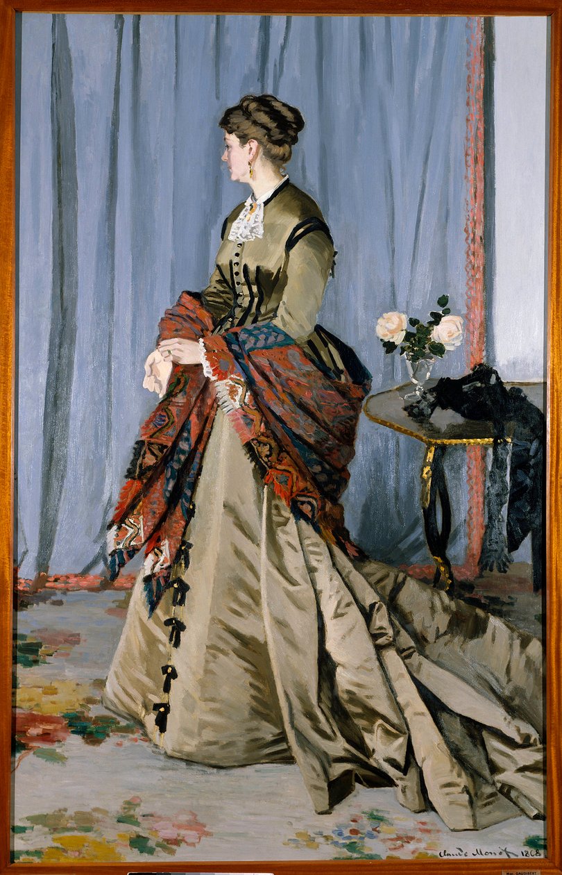 Portrett til fots av Madame Louis Joachim Gaudibert (1846-1877) i 1868 (2,17 x 1,38 cm). Olje på lerret av Claude Monet (1840-1926). Musee d