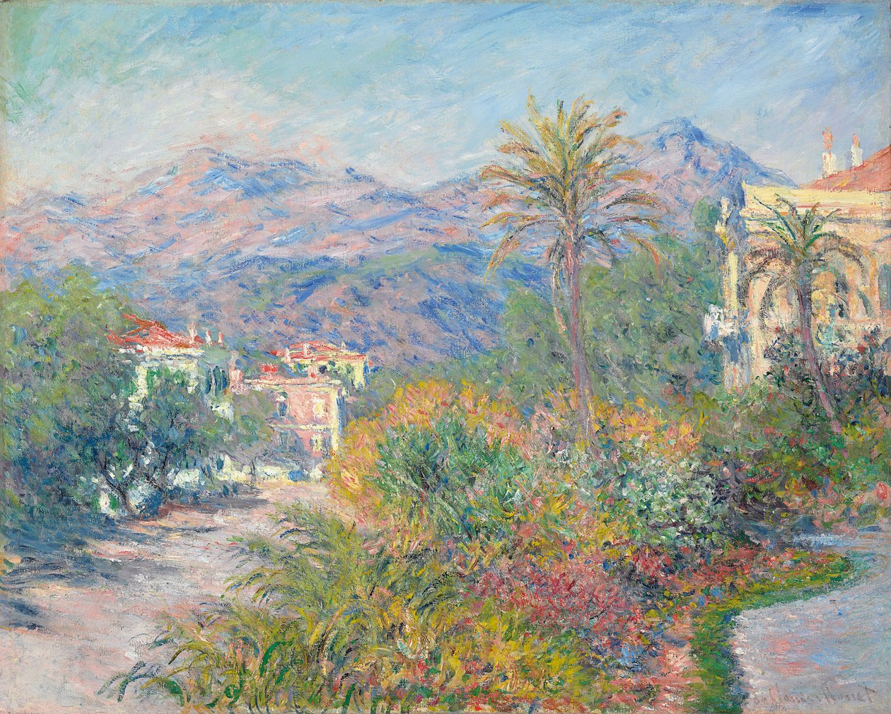 Roman Road ved Bordighera; Romersk vei i Bordighera, 1884 av Claude Monet