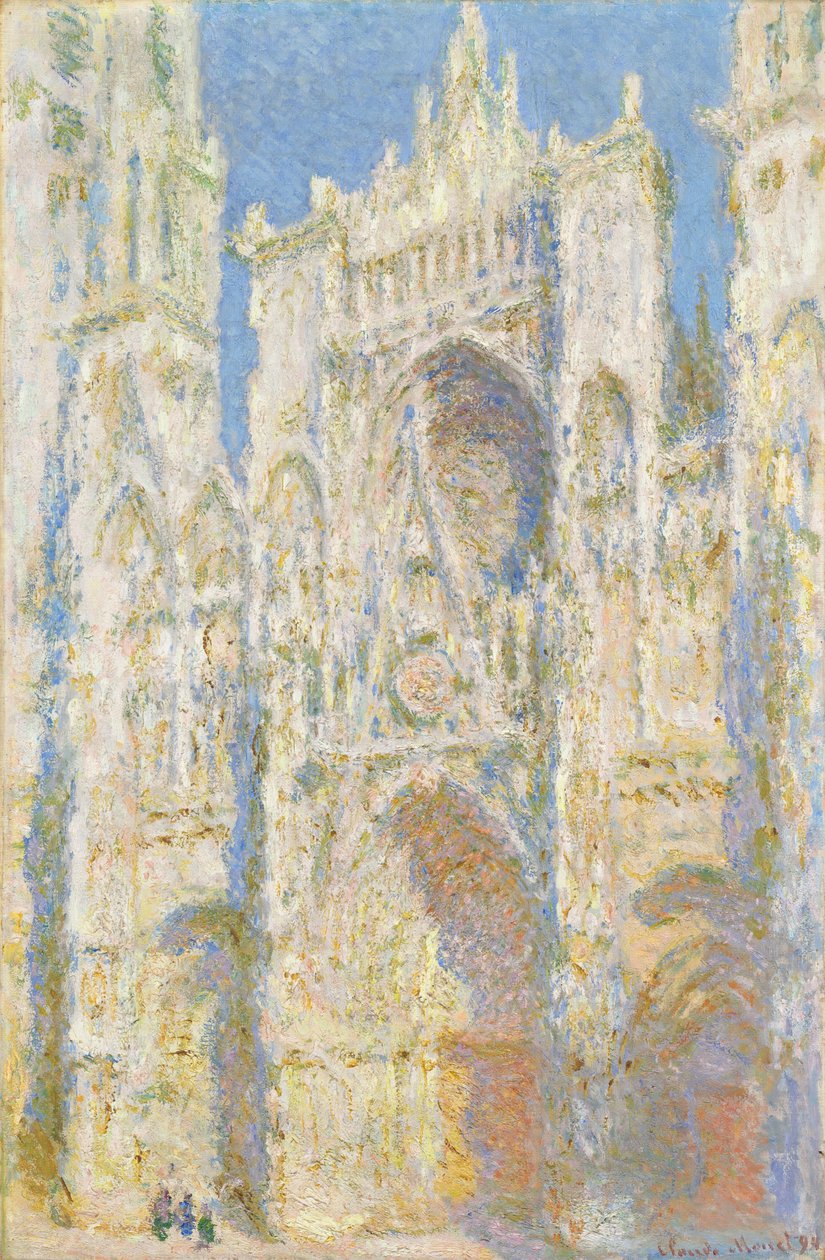 Rouen katedral, vestfasade, sollys av Claude Monet