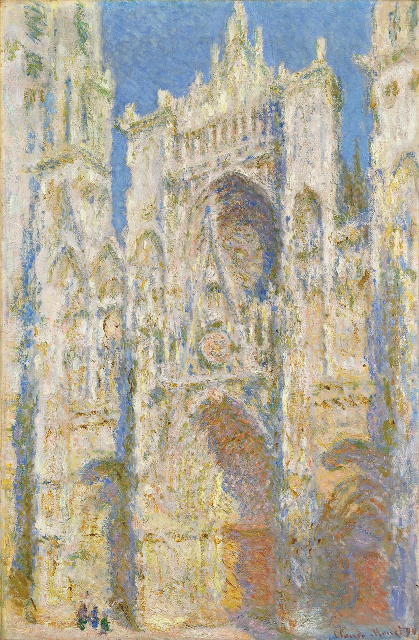 Rouen katedral, vestfasade, sollys av Claude Monet