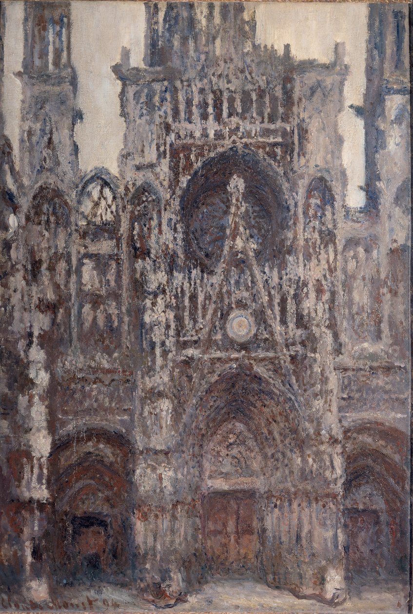 Rouen katedral, portalen, brun harmoni - olje på lerret av Claude Monet