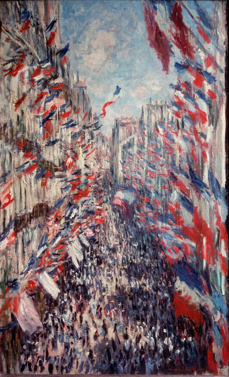 Rue montorgueil i Paris av Claude Monet