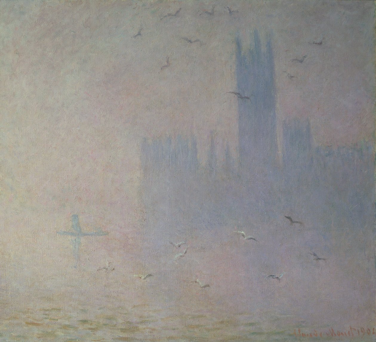 Måker over parlamentets hus, 1904 av Claude Monet