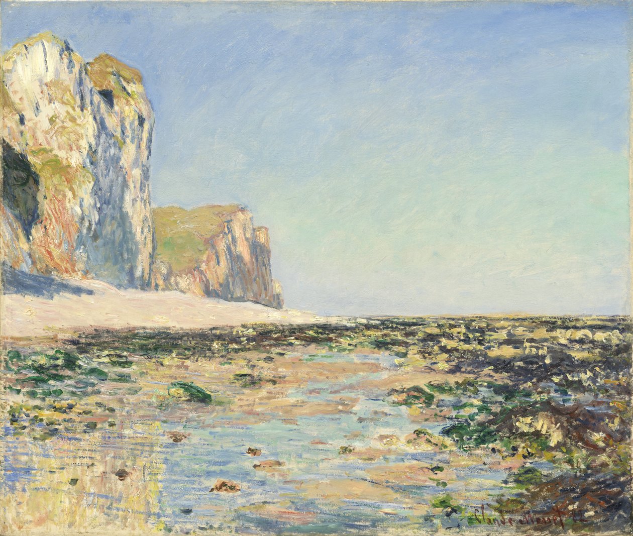 Stranden og klippene ved Pourville om morgenen av Claude Monet