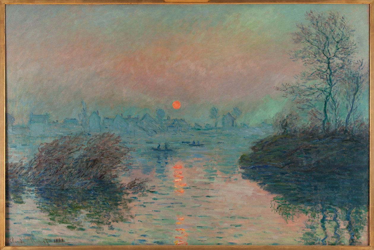 Solnedgang over Seinen ved Lavacourt, vintervirkning av Claude Monet