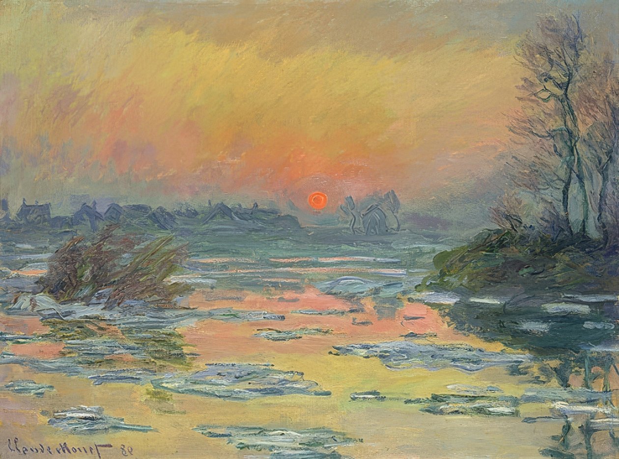 Solnedgang over Seinen (Coucher de Soleil sur la Seine). 1880 av Claude Monet