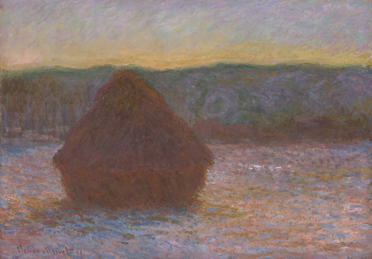 Stabel med hvete (tine, solnedgang) av Claude Monet