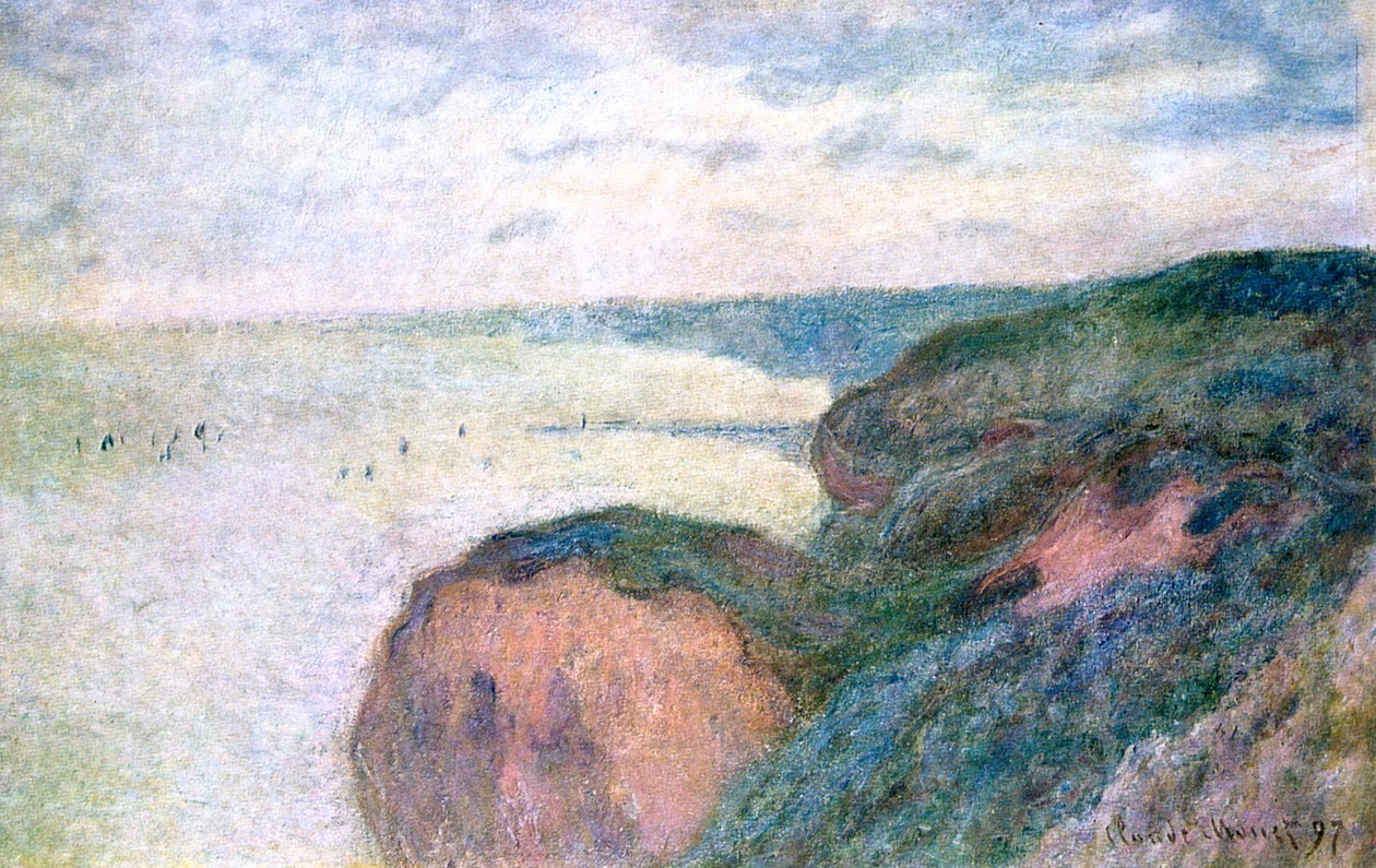 Bratte klipper nær Dieppe, 1897 av Claude Monet