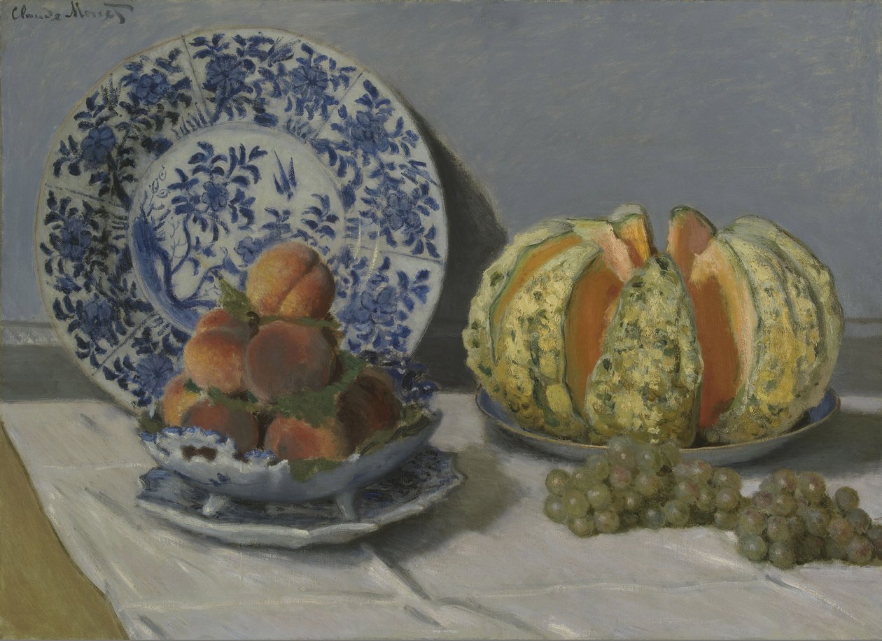 Stilleben med melon av Claude Monet