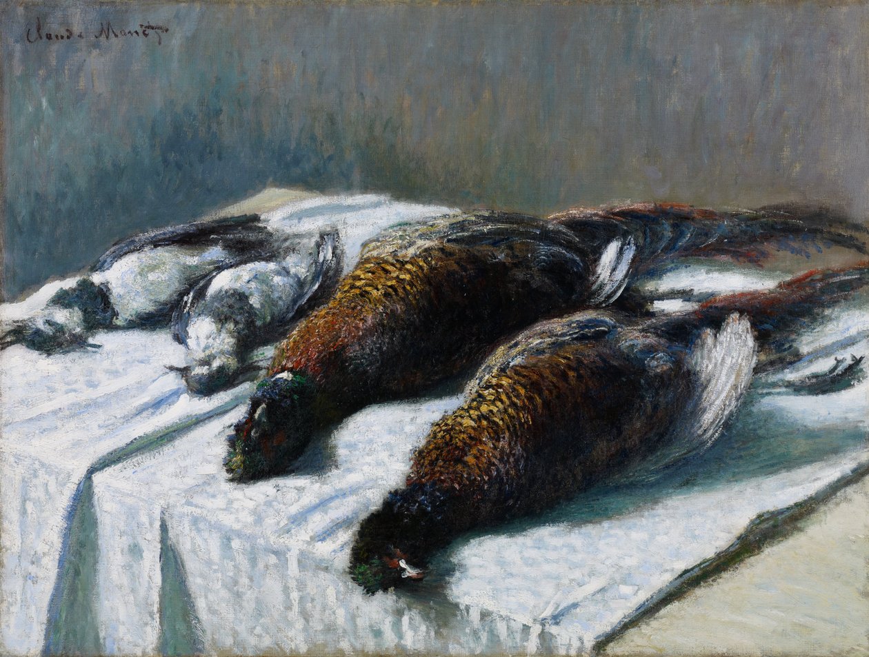 Stilleben med fasaner og loer av Claude Monet