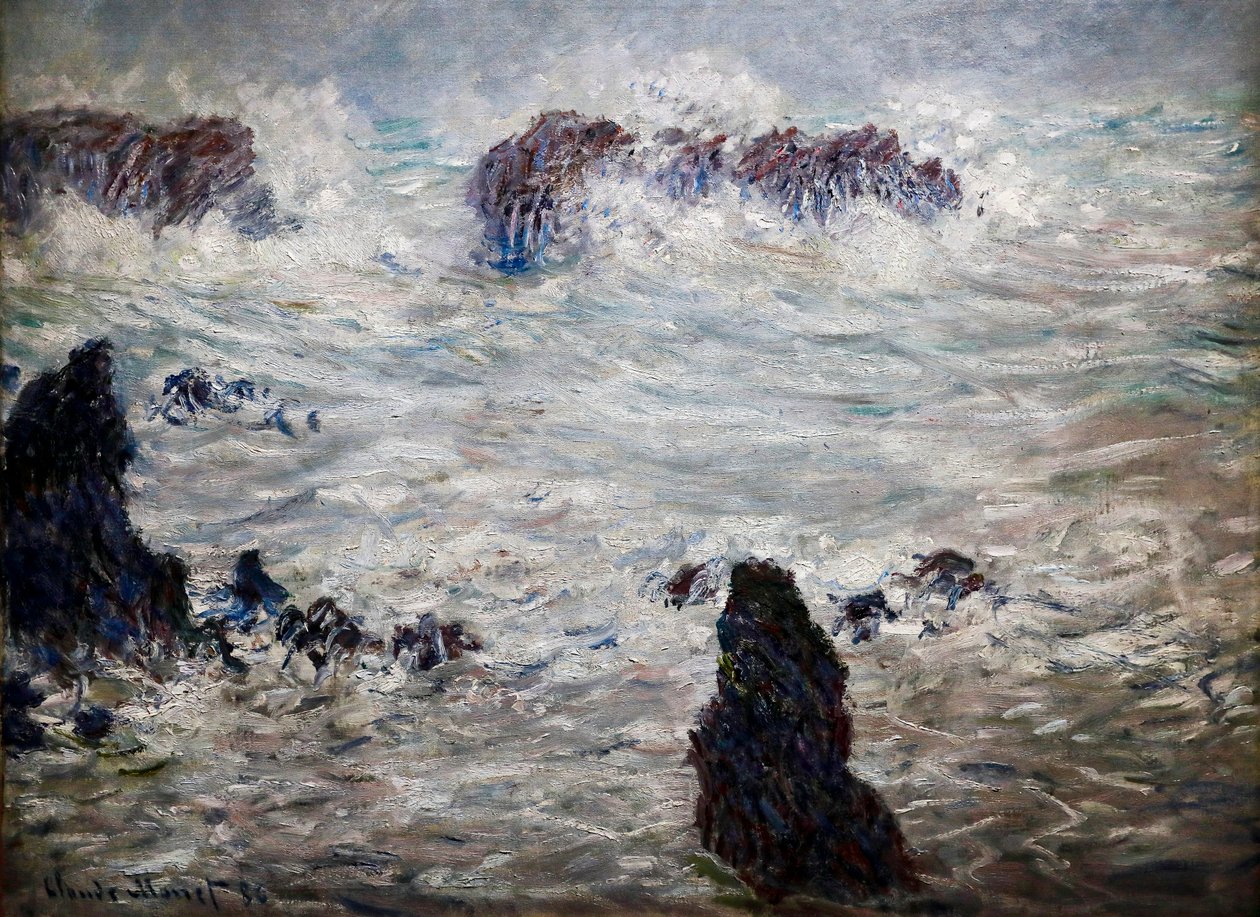 Storm, kysten av Belle-île av Claude Monet