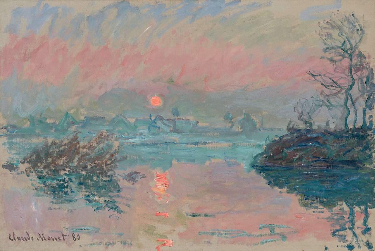 Solnedgang ved Lavacourt; Solnedgang ved Lavacourt, 1880 av Claude Monet