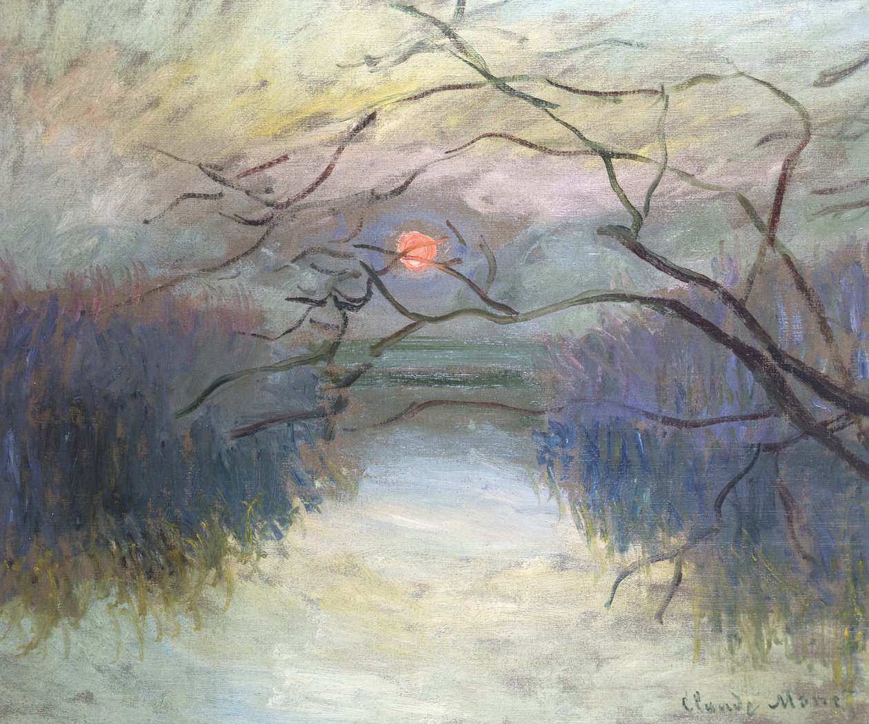 Solnedgang på Seinen ved Vétheuil, 1880 av Claude Monet