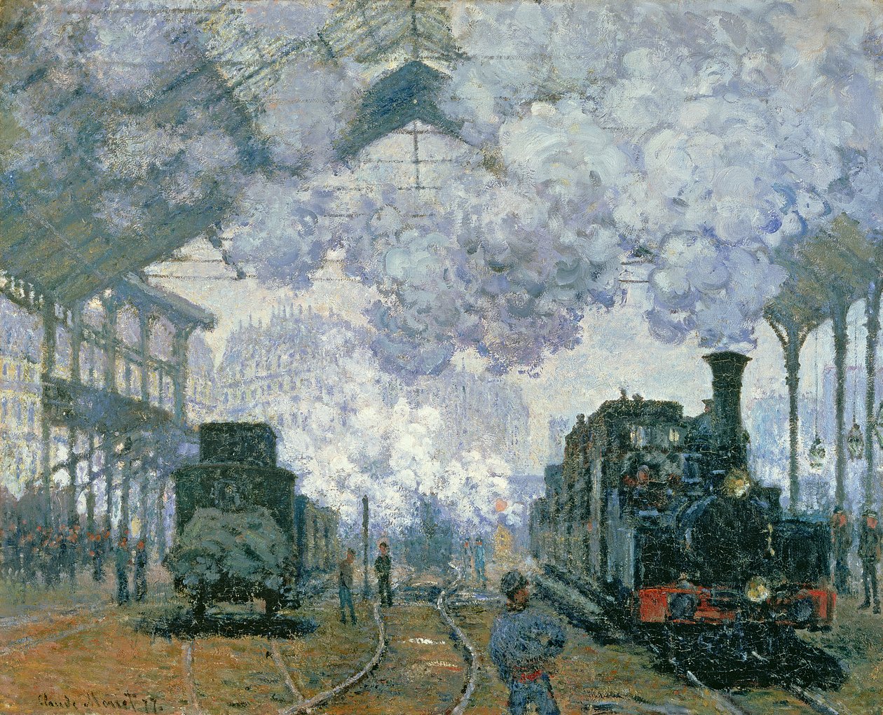 Gare Saint-Lazare: Ankomst av et tog, 1877 av Claude Monet