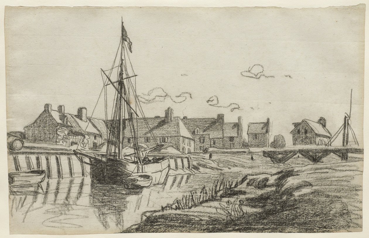 Havnen i Touques, ca. 1864 av Claude Monet