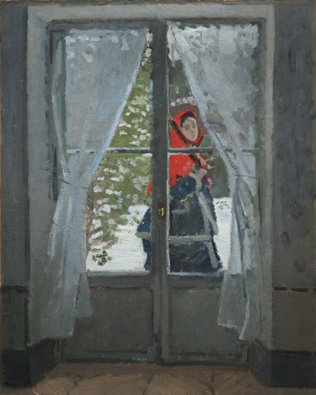 The Red Kerchief, ca. 1868-73 (olje på stoff) av Claude Monet