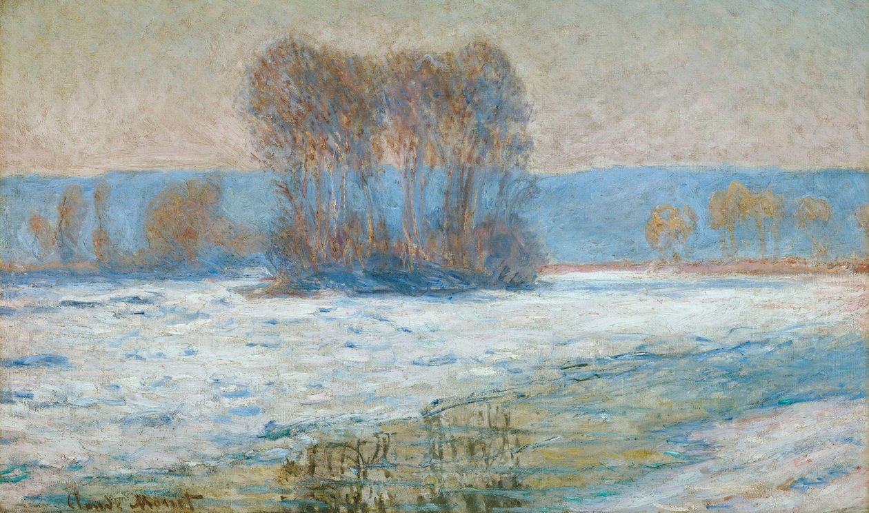 Seinen ved Bennecourt, vinter av Claude Monet