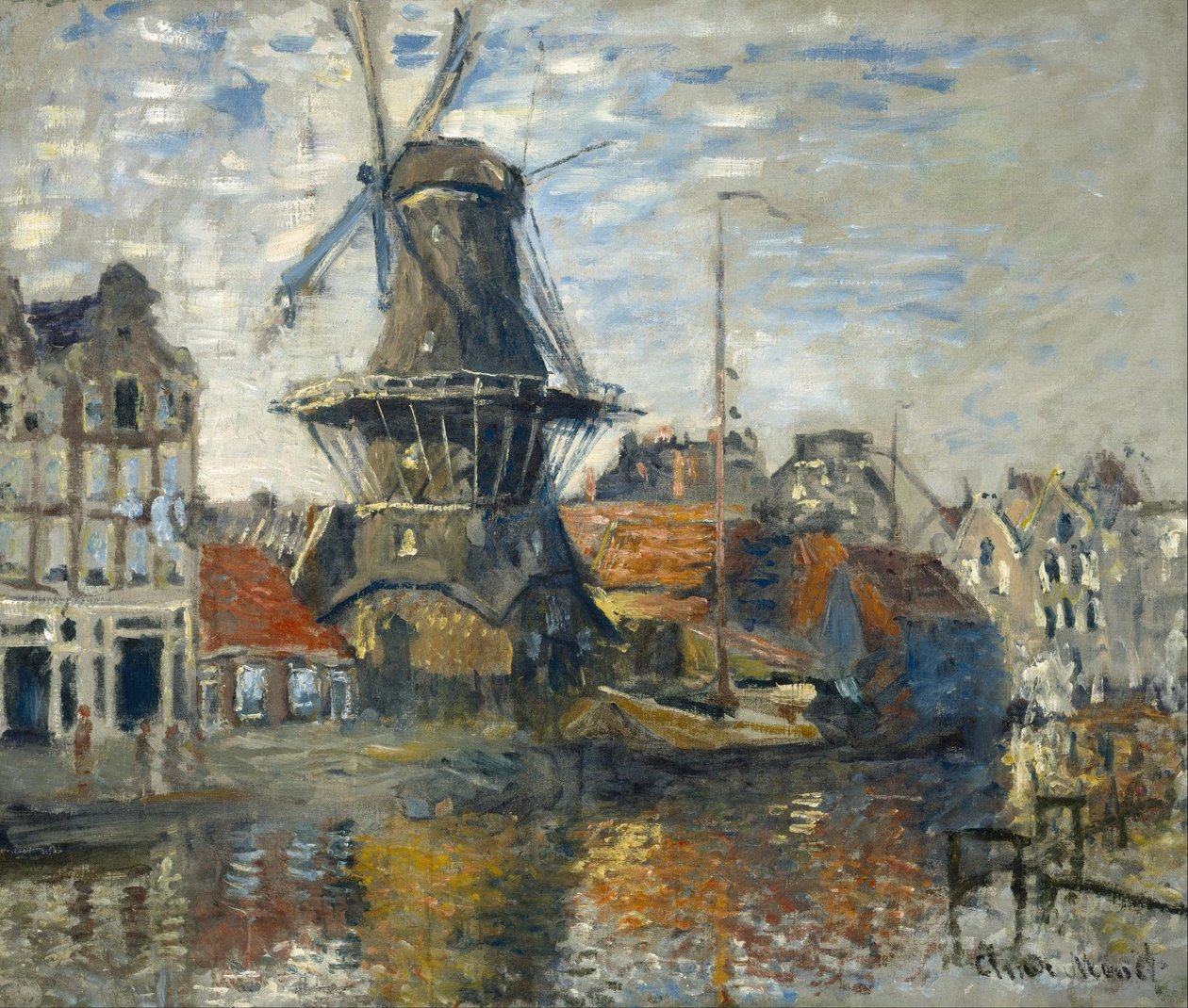 Vindmøllen ved Onbekende Gracht, Amsterdam av Claude Monet