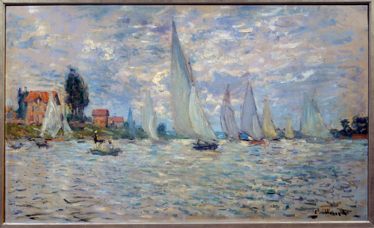 Båtene. Regates et Argenteuil-maleri av Claude Monet (1840-1926) 1874 Søn. 0,6x1 m Paris, musee d'Orsay - Båtene eller Regattaen på Argenteuil. Maleri av Claude Monet (1840-1926), ca. 1874. 0,6 x 1 m. Orsay-museet, Paris av Claude Monet