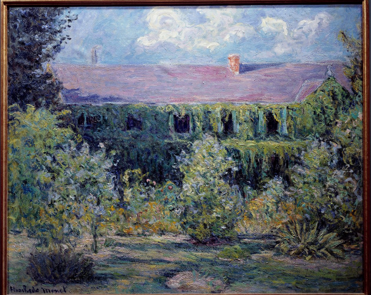 Huset til maleren Claude Monet har Giverny-maleri av Blanche Hosche (1865-1947) 1800-tallet. Vernon, Musee Poulain OBS! Bruk av dette verket kan være underlagt en tredjeparts autorisasjonsforespørsel eller tilleggsgebyrer av Claude Monet