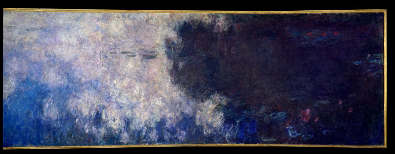 Nymfeene; skyene. Høyre del av triptyken malt i Giverny. Maleri av Claude Monet (1840-1926) av Claude Monet