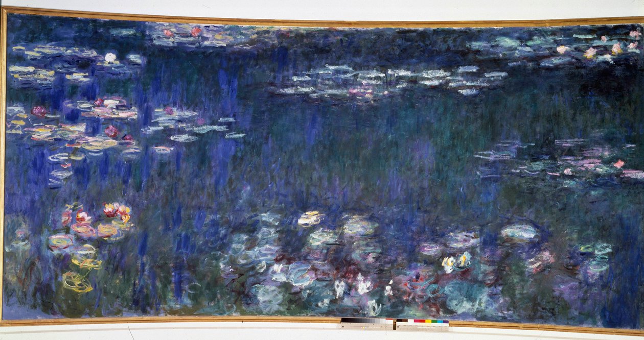 Vannliljene, grønne refleksjoner. Diptyk venstre del av Claude Monet