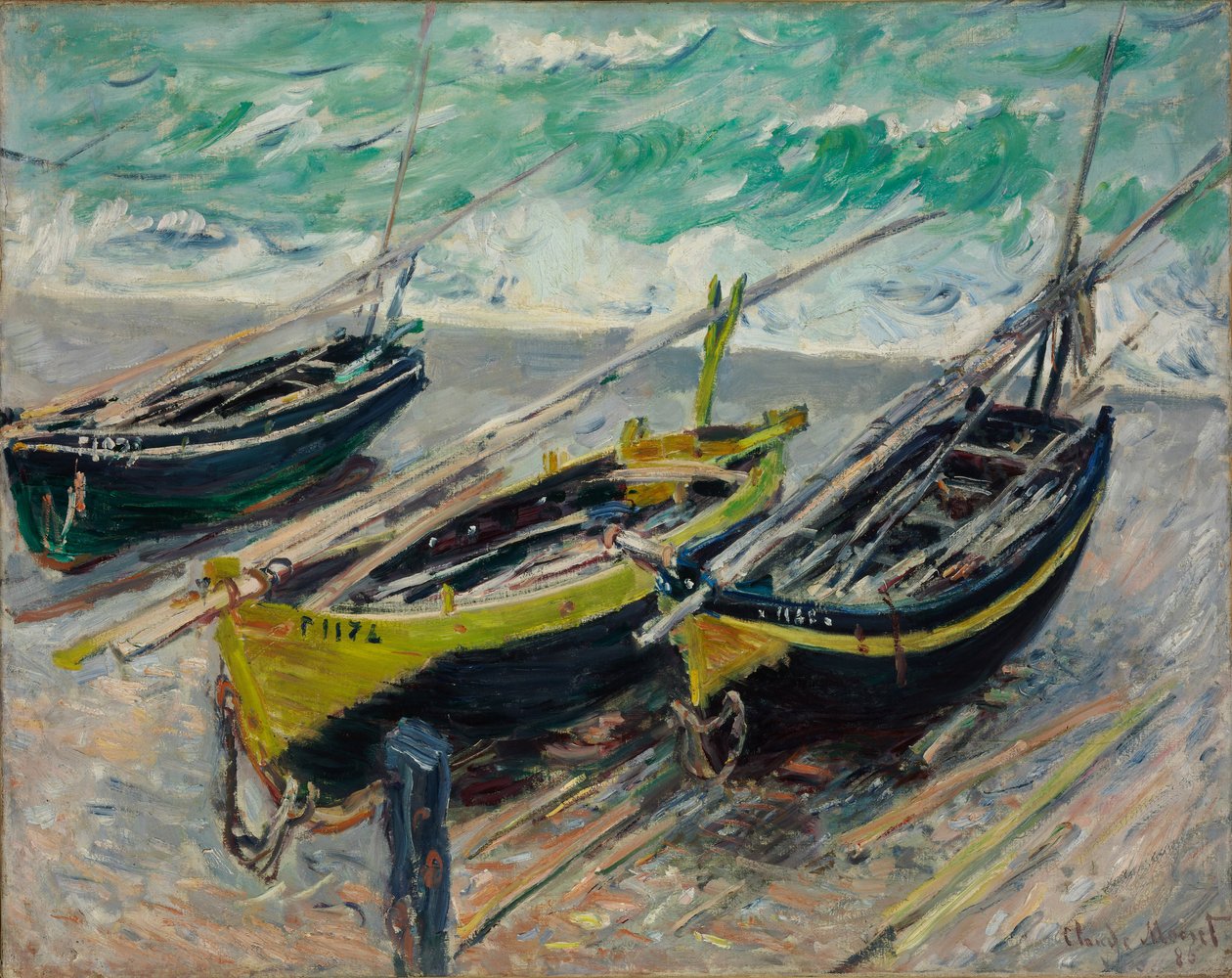 Tre fiskebåter, 1886 av Claude Monet