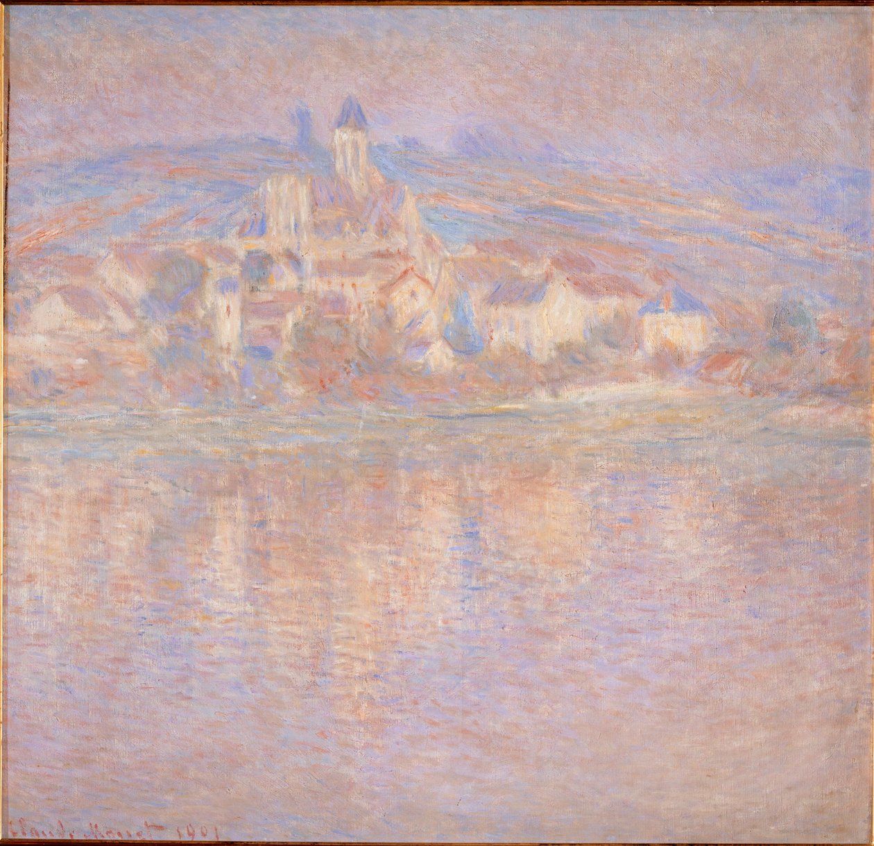 Vetheuil, solnedgang (maleri på lerret) av Claude Monet