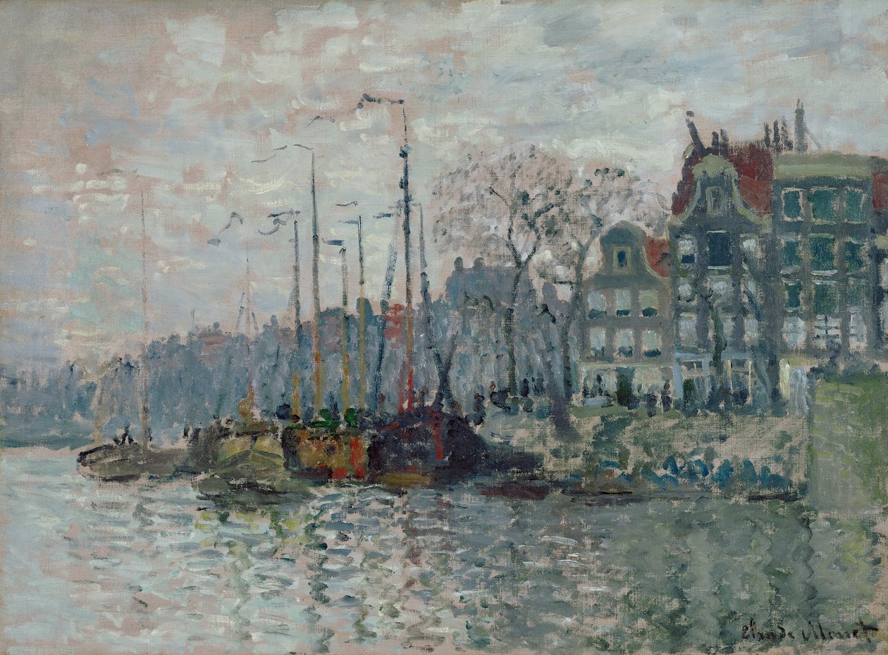 Utsikt over Prins Hendrikkade og Kromme Waal i Amsterdam, 1874 av Claude Monet