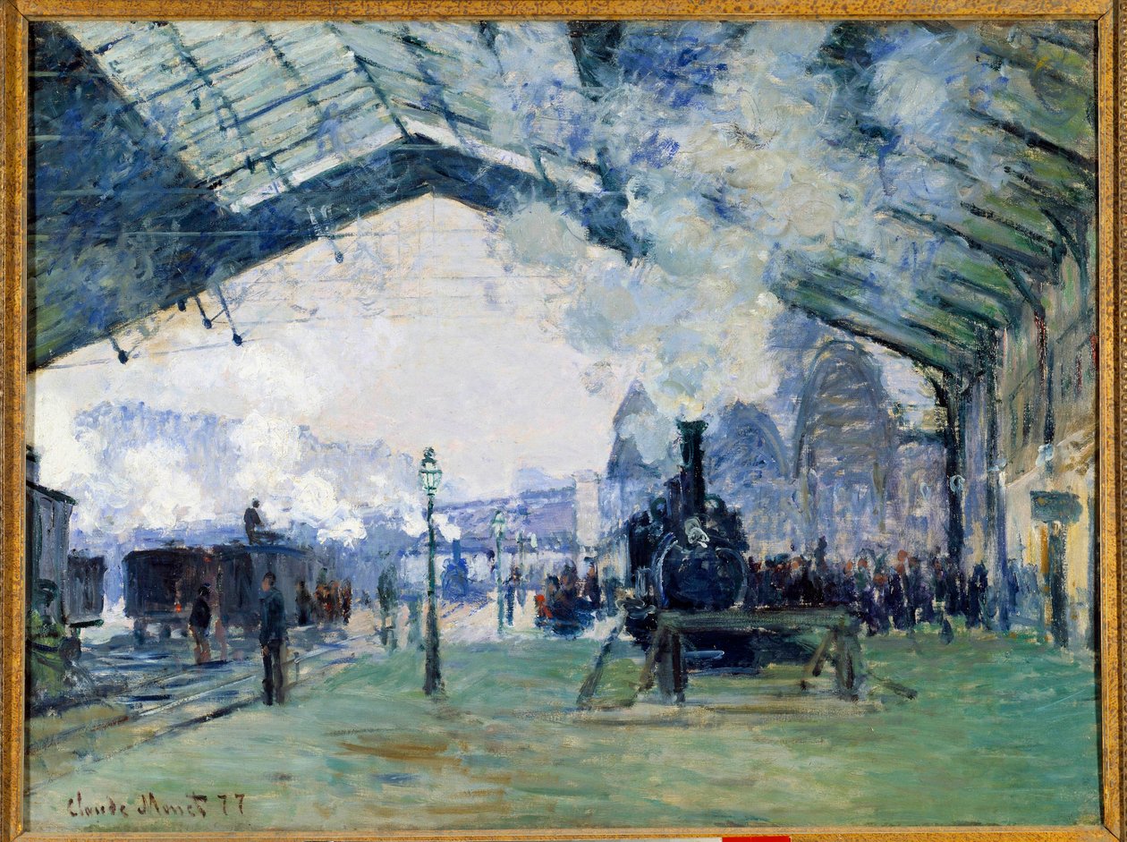 Utsikt over Saint Lazare jernbanestasjon i Paris og Normandie-toget av Claude Monet