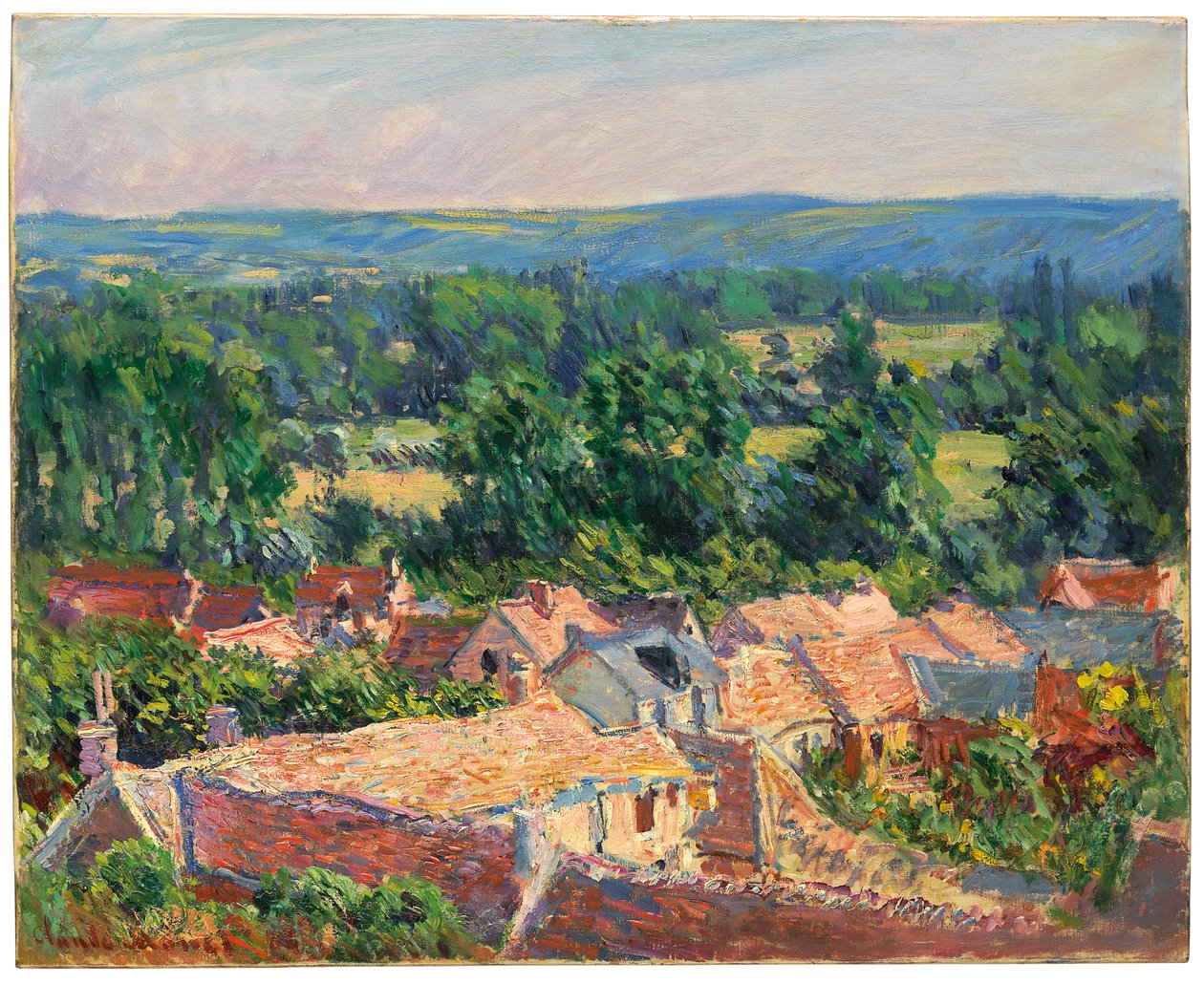 Utsikt over landsbyen Giverny, 1886 av Claude Monet