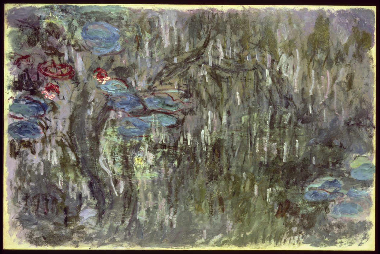 Vannliljer med refleksjoner av piler, ca. 1920 av Claude Monet