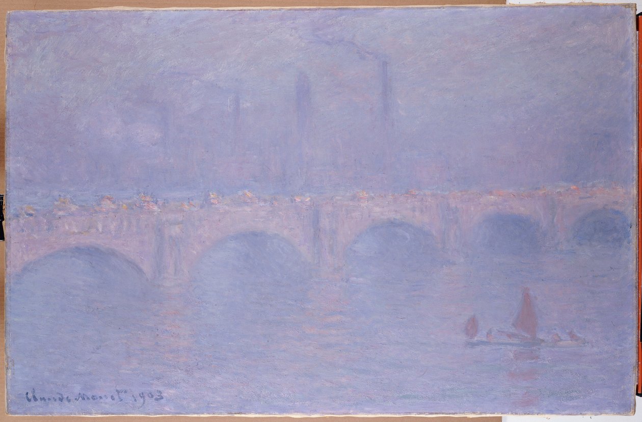 Waterloo Bridge, disig solskinn av Claude Monet
