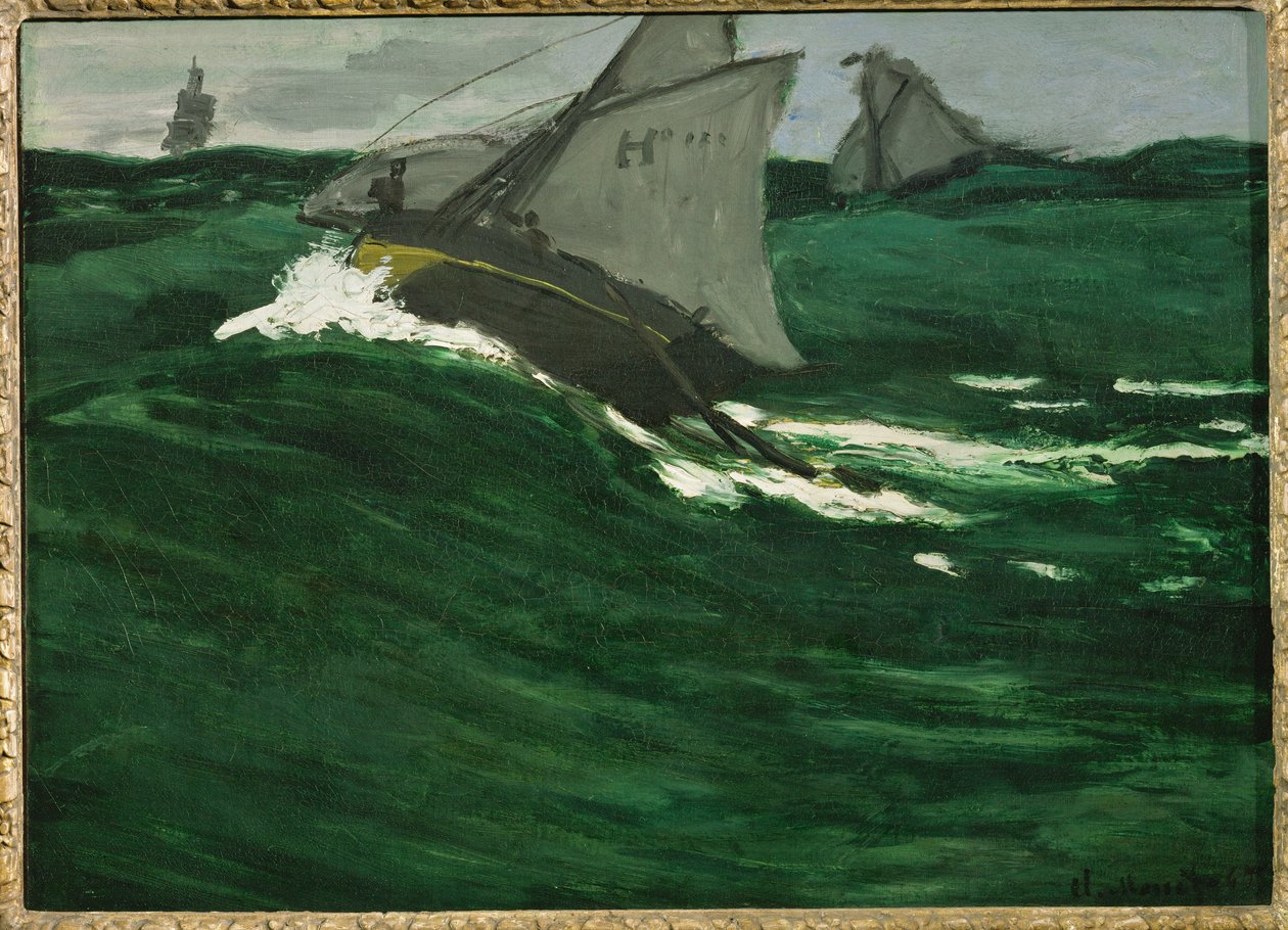 grønn bølge (maleri på lerret) av Claude Monet