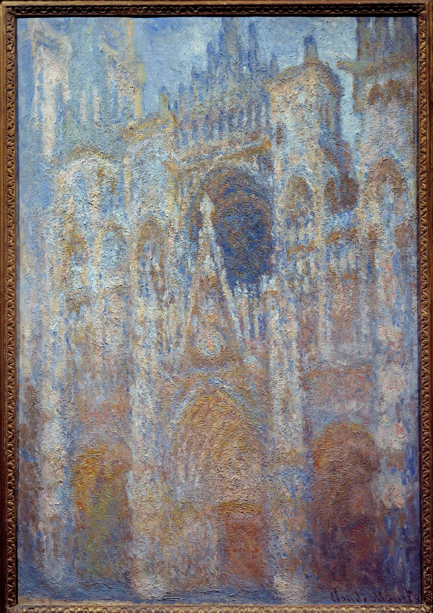 la cathedrale de Rouen, le portal soleil matinal, harmonie bleu Maleri av Claude Monet (1840-1926) 1893 Søn. 0,91 x 0,63 m Paris, musee d