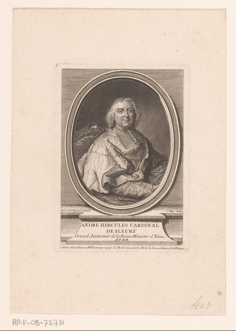Portrett av André-Hercule de Fleury av Claude Roy