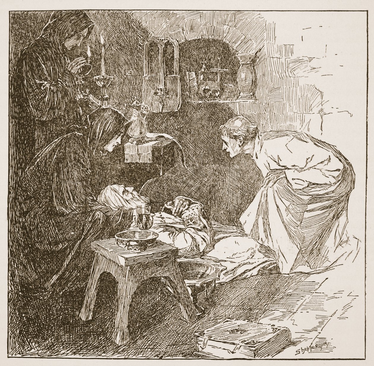 Death of Bede, illustrasjon fra 