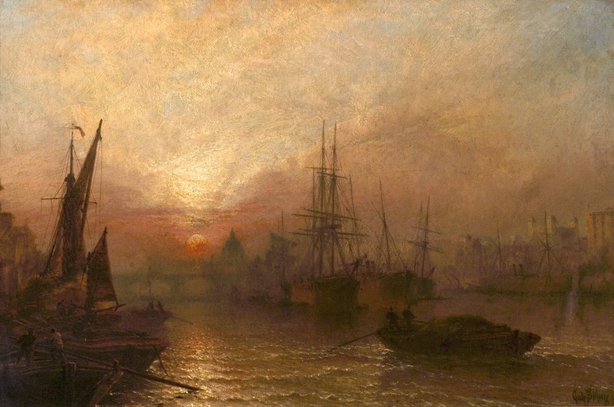 Themsens basseng, over Londons Silent Highway, 1890 av Claude T. Stanfield Moore