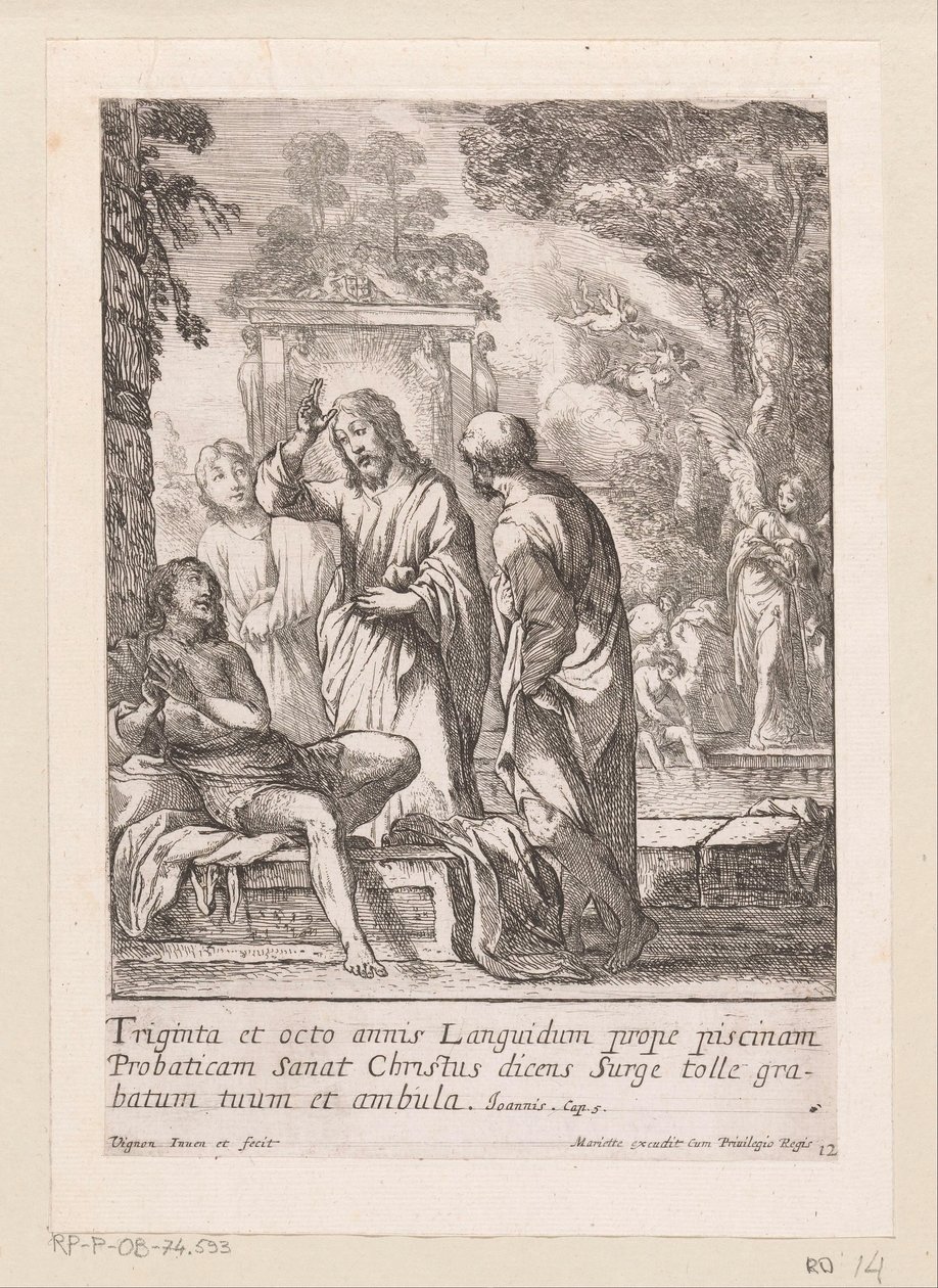 Healing of the Man at the Pool at Betesda Miracula Domini Nostri Jesu Christi (serietittel) Miracles of Christ (serietittel) av Claude Vignon